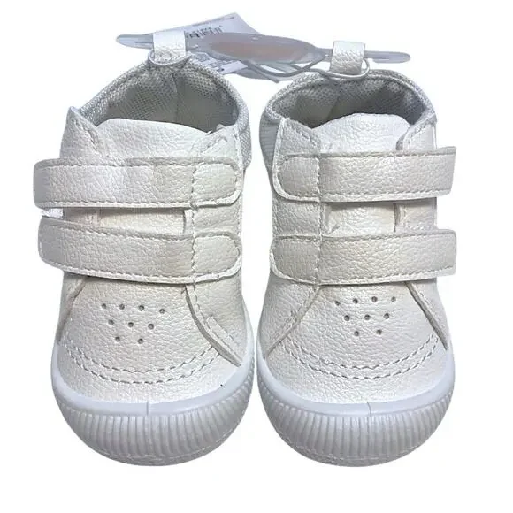 Gerber White Sneakers Size 3 (6-9 months) Blue Stars Kids Shoes Hook & Loop - Picture 6 of 8
